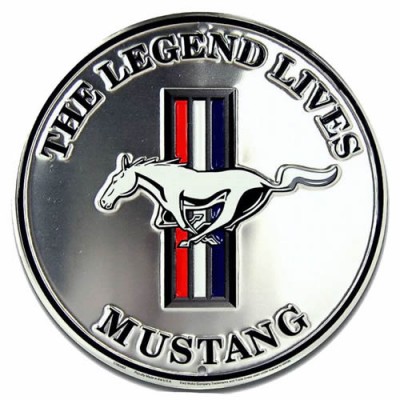 GE Enseigne en aluminum Argent Rond Mustang 12''